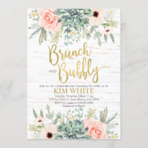 Bröllopsduschfrukostinbjudan för suckulenter