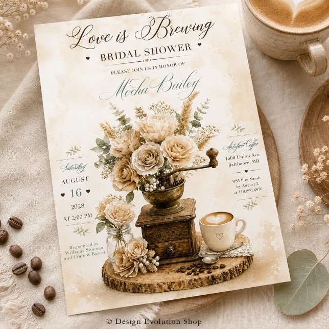 Bröllopsduschinbjudan för Love Is Brewing Inbjudningar (Skapare uppladdad)