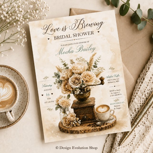 Bröllopsduschinbjudan för Love Is Brewing Inbjudningar (Skapare uppladdad)