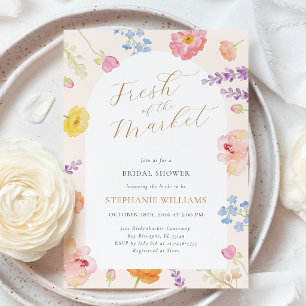 Bröllopsduschinbjudan i Floral Watercolor Market Inbjudningar