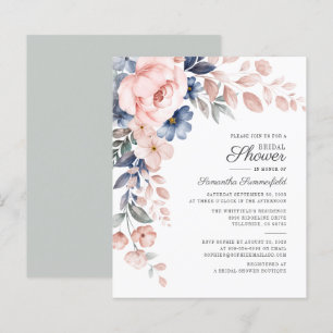 Bröllopsduschinbjudan i vattenfärg med blommor för