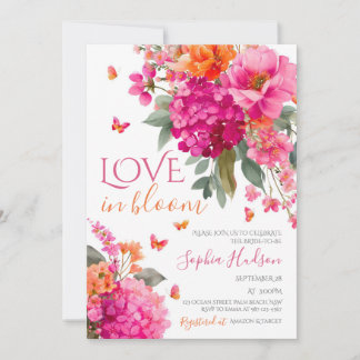 Bröllopsduschinbjudan Love in Bloom, Blommig Bröll Inbjudningar
