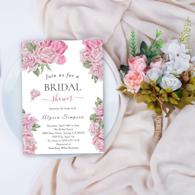 Bröllopsduschinbjudan med blommor rosor inbjudningar (Skapare uppladdad)