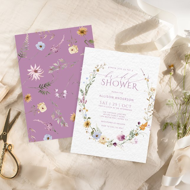 Bröllopsduschinbjudan med vilda blommor inbjudningar (Skapare uppladdad)