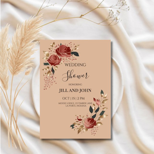 Bröllopsduschinbjudan Modern Bridal Ros  Inbjudningar (Skapare uppladdad)