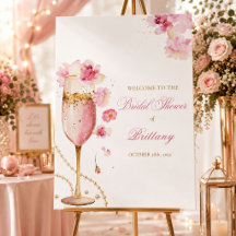 Bröllopsduschinbjudan Petals, Pearls & Prosecco