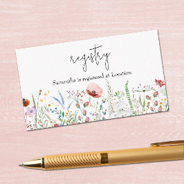 Bröllopsduschpresentregistrering för vilda blommor tilläggskort
