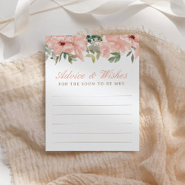 Bröllopsduschrådskort med rosa blommor