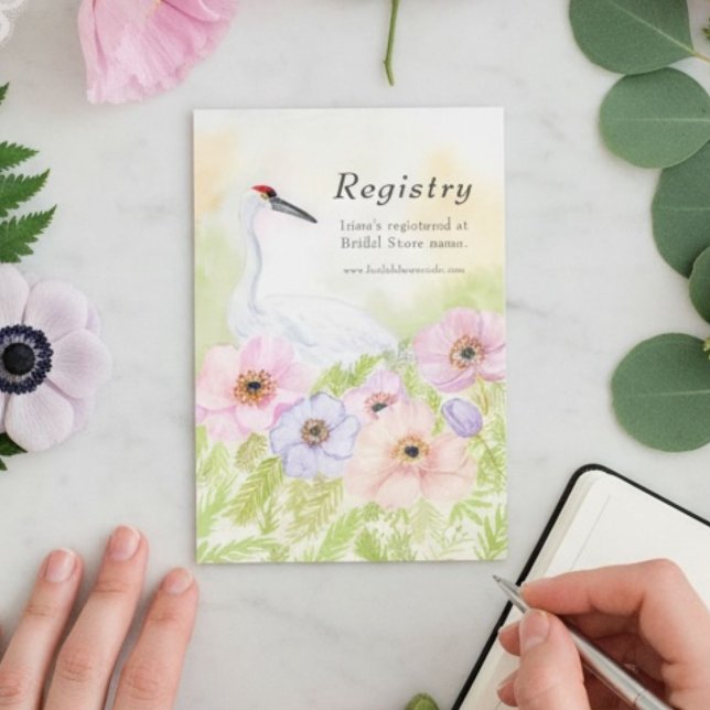 Bröllopsduschregister för trumpetkran och anemone  tilläggskort (Skapare uppladdad)