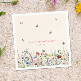 Bröllopsduschservetter med vilda blommor & fjärila pappersservett