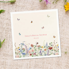 Bröllopsduschservetter med vilda blommor & fjärila pappersservett