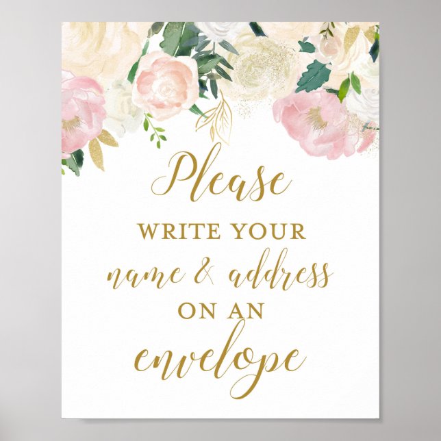 Bröllopsduschskylt i rosé och guld poster (Framsidan)