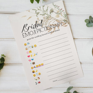 Bröllopsduschspel Emoji Pictionary Vintage Blommor