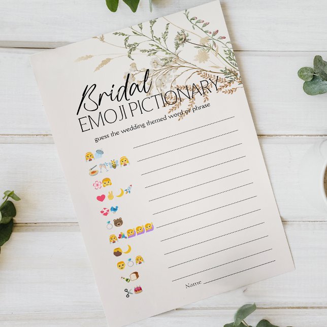 Bröllopsduschspel Emoji Pictionary Vintage Blommor (Skapare uppladdad)
