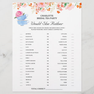 Bröllopsduschspel för Tea Party Reklamblad