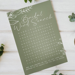 Bröllopsduschspel Ord Sök Sage Gröna Blommor