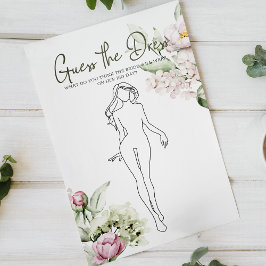 Bröllopsduschspel Pion Rosa Gissa Brudklänningen Flygblad