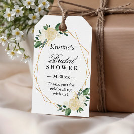 Bröllopsduschtack Modern guld ram grön blomster Presentetikett