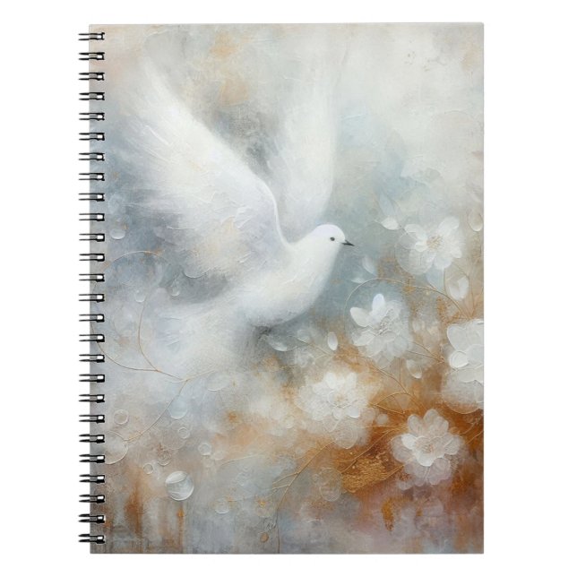 Bröllopsduva Blommig Fotobok Anteckningsbok (Framsidan)