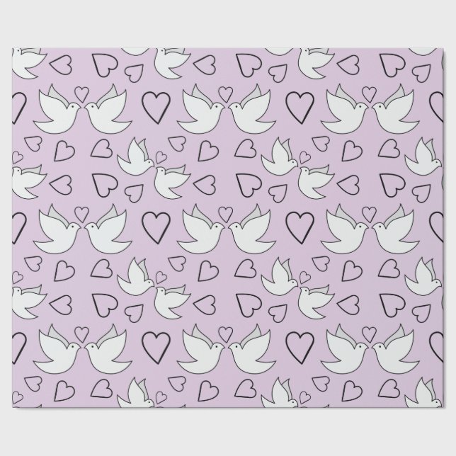 Bröllopsduvor, hjärta för bröllopsceremoni Sömlös Presentpapper (Seam)