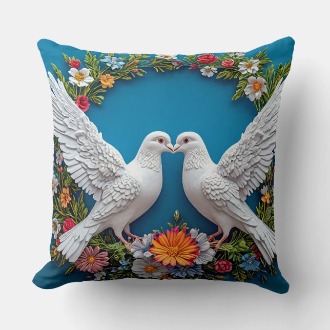 Bröllopsduvor Konst Lyx Bröllopsdekoration Kudde (Framsida)