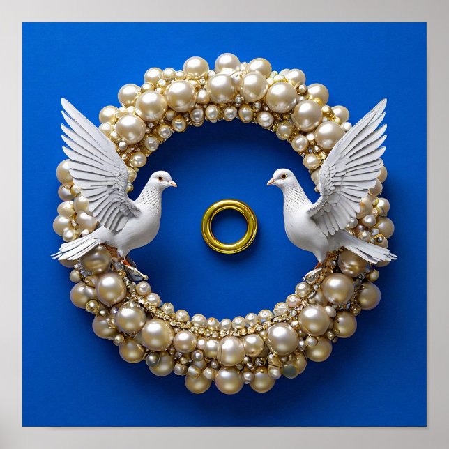 Bröllopsduvor Romantik Elegant Fred Konst 💍🕊️✨ Poster (Framsidan)