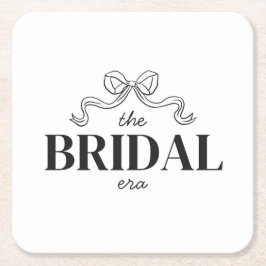 Bröllopseran | Ribbon Bow Sketch Bröllopsdusch Underlägg Papper Kvadrat