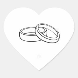 Bröllopsetikett för kuvert | Eleganta ringar hjärt Hjärtformat Klistermärke