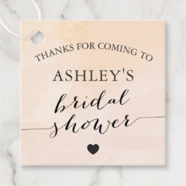 Bröllopsetikett i vattenfärg med rosa aprikosnyans gåvor etiketter