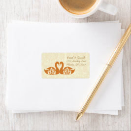 Bröllopsetiketter för Coral Svan Damask Adressetikett