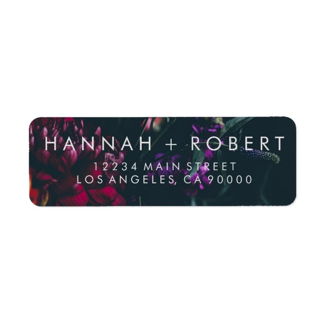 Bröllopsetiketter för gotisk Blommigt Returadress Etikett (Framsidan)