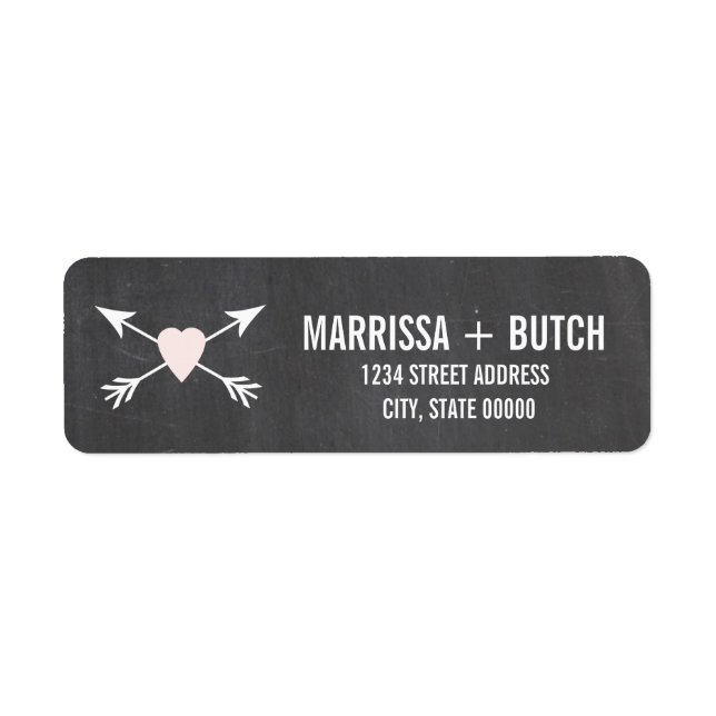 Bröllopsetiketter för krita + piltangent returadress etikett (Framsidan)