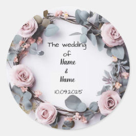 Bröllopsetiketter Runt Klistermärke
