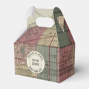 Bröllopsfack med Vintage New York City Karta Presentaskar