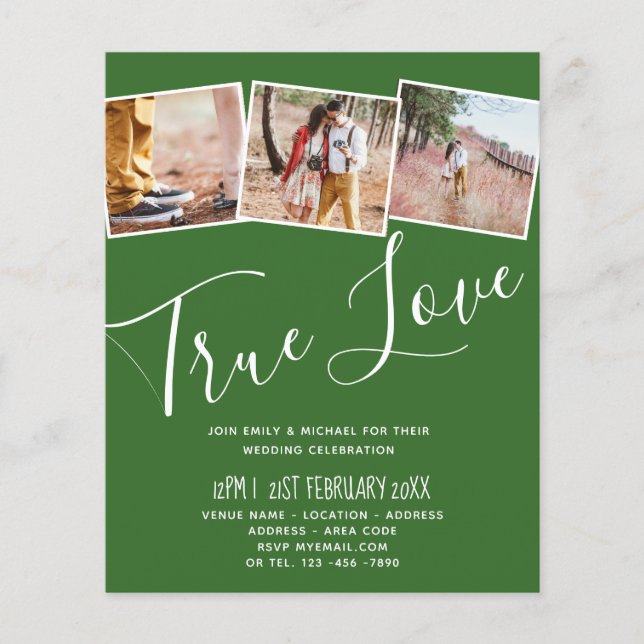 BRÖLLOPSFÄRGER Grön Salvia Oliv Inbjudan (Framsida)