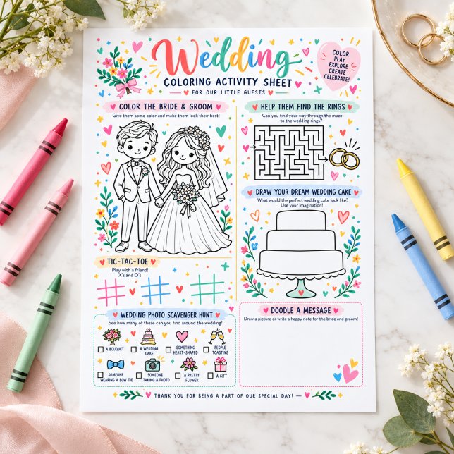 Bröllopsfärgningsaktivitetsblad (Wedding Coloring Activity Sheet
)