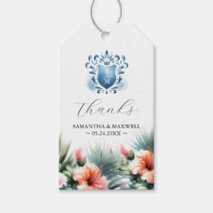 Bröllopsfavoriserade Märkre Vattenfärgblommor Presentetikett
