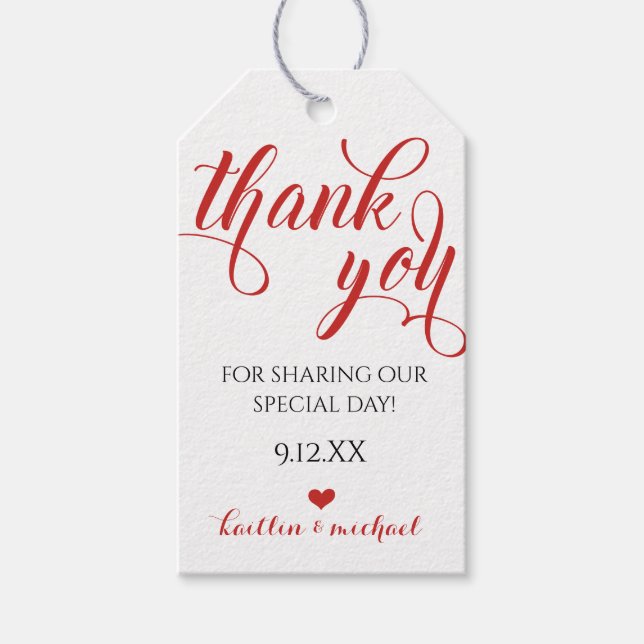 Bröllopsfavoritack - Virvlande kalligrafi Presentetikett (Framsidan)