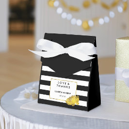 Bröllopsfavoritboxar | Black Rand & Guld Peony Presentaskar