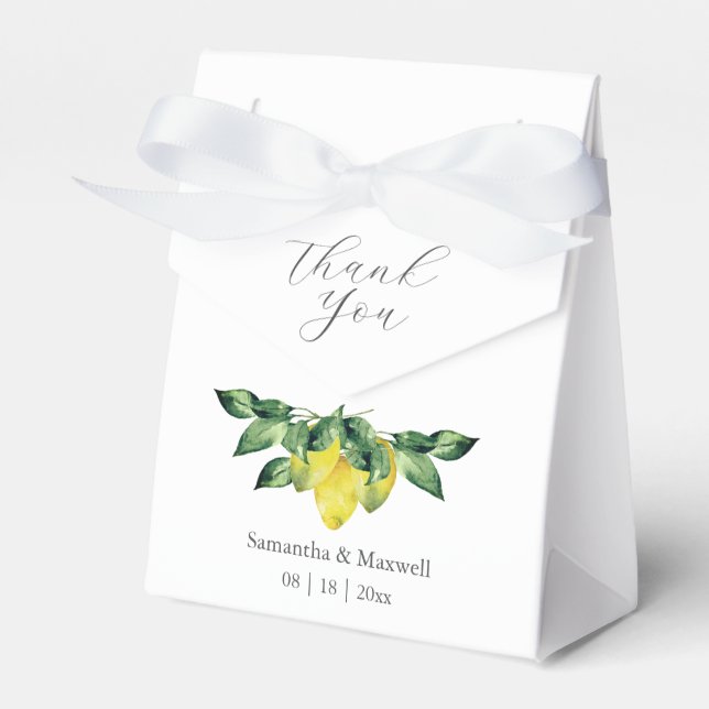 Bröllopsfavoritboxar Dusty Blue Botanicals Presentaskar (Framsidan Sidan)