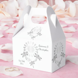 Bröllopsfavoritboxar Silver Dragonflies Heart Presentaskar