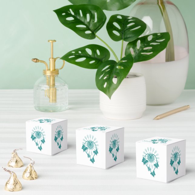 Bröllopsfavoritboxar Teal Butterflies Heart Presentaskar (Multipel)