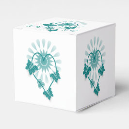 Bröllopsfavoritboxar Teal Butterflies Heart Presentaskar