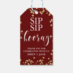BröllopsfavoritMärkre, Sip Sip Hooray Burgundy & G Presentetikett