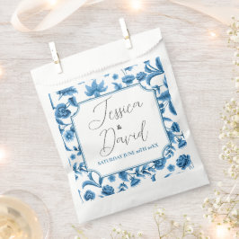 Bröllopsfavoritsäckar Chintz Blue & White-Blommigt