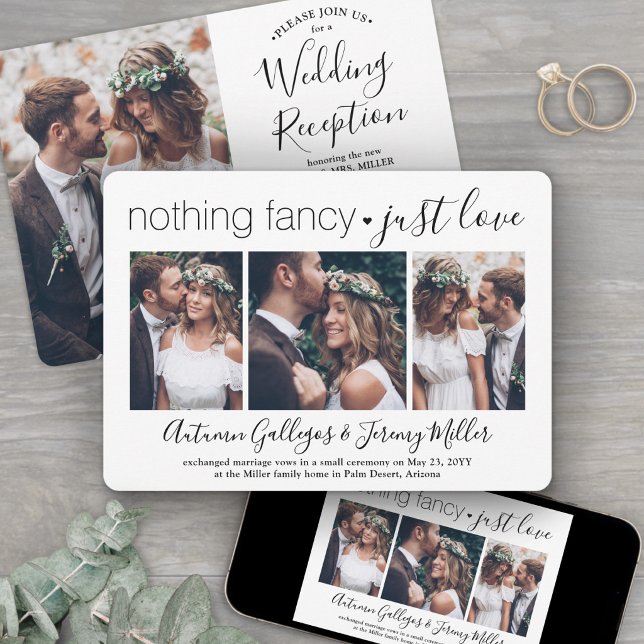 Bröllopsfest 4 Foto Inget Tjafs Bara Kärlek Inbjudningar (Skapare uppladdad)