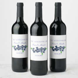 Bröllopsfest av blåbär och bär vinflaska etikett