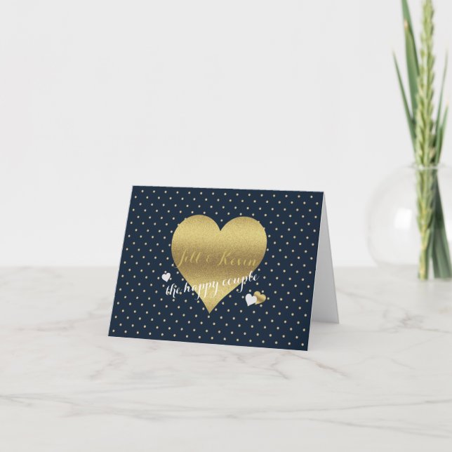 Bröllopsfest av brid & Co-flotta och Guld Heart Kort (Framsida)
