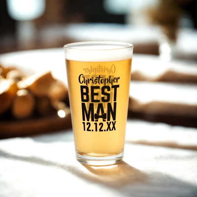 Bröllopsfest Best Man Glass Tumbler Glaskopp (For the Best Man in your wedding party. Just add his name and your wedding date)