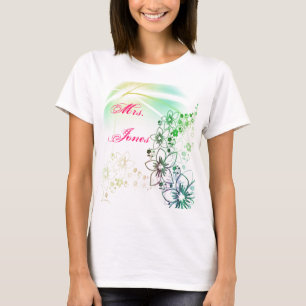 Bröllopsfest Blommor Konst Anpassat Namn T-shirt